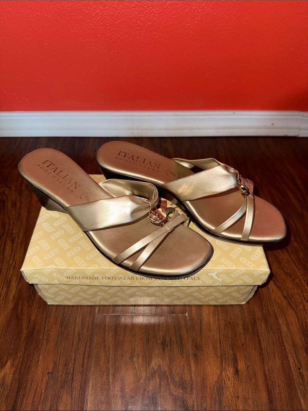 Italian Shoemakers Metallic Rose Gold Slide Mules